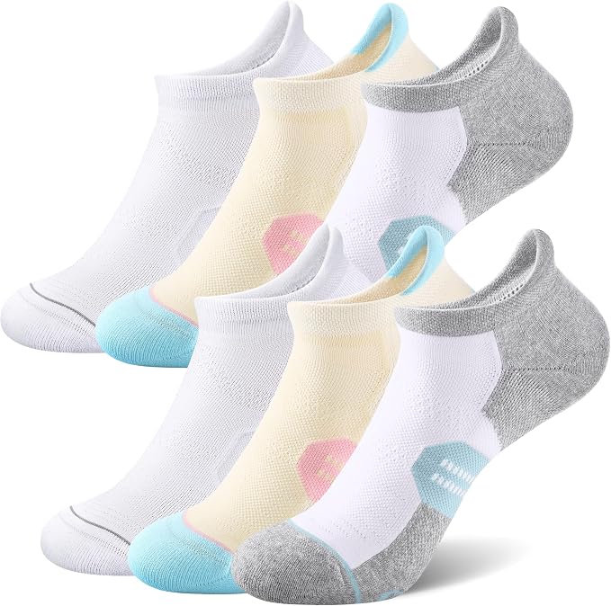 CS CELERSPORT 6 Pack Women's Ankle Running Socks Cushioned Low Cut Tab Athletic Socks