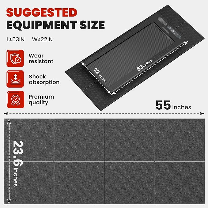 Walking Pad Treadmill Mat for Carpet Floors,55x24 Hardwood Floor Protection | Treadmill Mat for Hardwood Under Walking pad Treadmill Bike Exercise Equipment, Noise Shock Absorption, Stationary