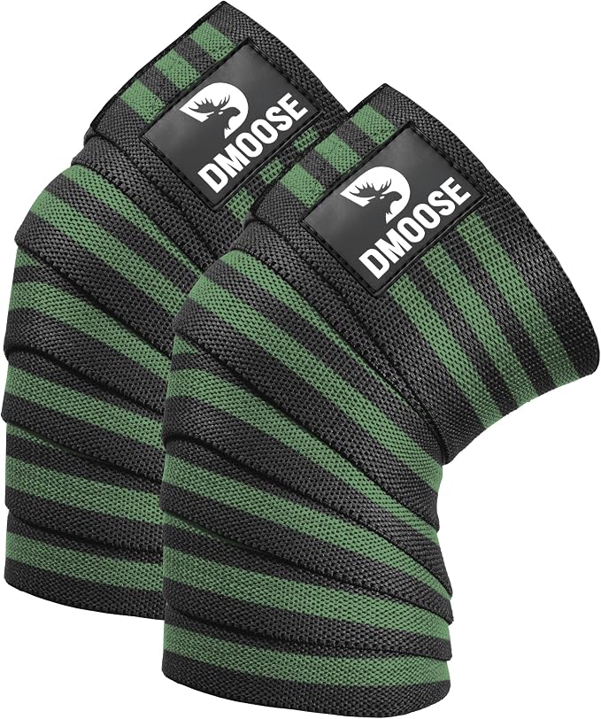 DMoose Fitness Knee Sleeves for Weightlifting (Pair) 78" Knee Wraps for Squats, Powerlifting & Joint Stability