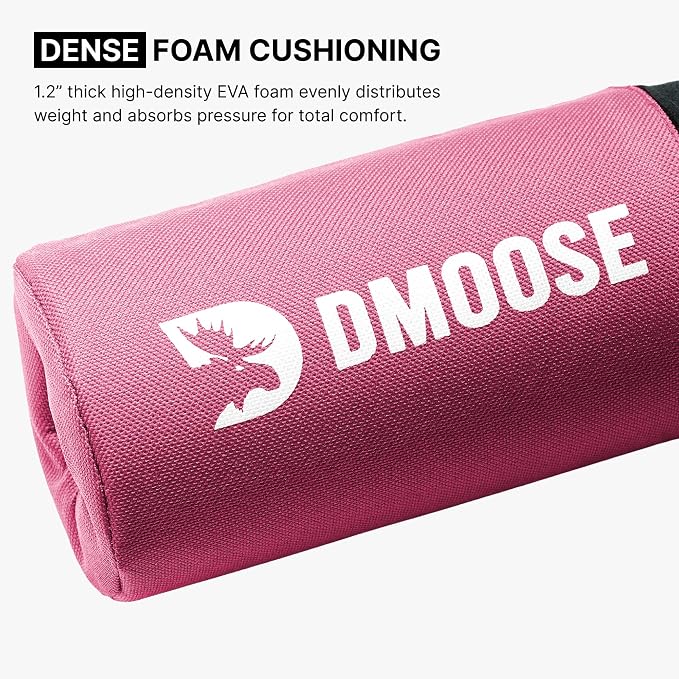 DMoose Fitness Barbell Pad for Hip Thrust, Squat & Lunges - Non-Slip Thick Foam Cushion for Neck and Back Support with Two Straps - Hip Thrust Pad for Leg Day - Fits All Olympic Bars and Smith Machine