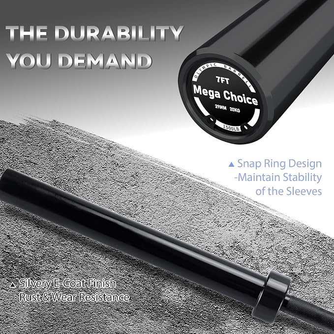 7FT/4 ft Home Gym Barbell Bar – 700LB/1500LB/500LB Capacity, Anti-Slip Knurling, Solid Steel, for Weightlifting, Strength Training