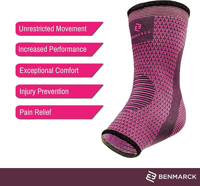 Benmarck Achilles Tendon Support Brace, Plantar Fasciitis Sock, Ankle Compression Sleeve For Running, Tendonitis and Flat Feet Relief
