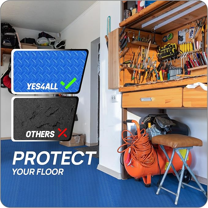 Yes4All EVA Interlocking Mats, Puzzle Floor Tiles, Foam Floor Padding with Border for Furniture, Home Space, Living Room, Garage 11,15,32,99 SQFT