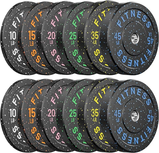 2" Bumper Plates Set Olympic Weight Plates for Barbell Strength Training | Papababe 2Inch Weights Plates Set, Floor Protective Plates, 20-600lbs Rubber Bumper Plates for Weightlifting, Bench Press