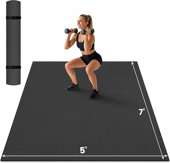 THAILE Large Exercise Mat, 7'x5'/6'x4'/8'x5', 6mm Workout Mat for Home Gym | Heavy-Duty & Shoe-Friendly Large Yoga Mat: Textured grip and cushioning support cardio, Pilates, stretching workouts
