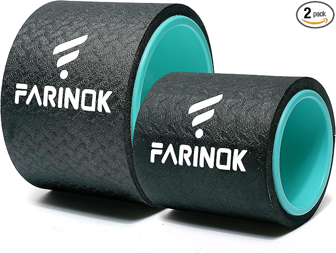 Yoga Wheel Set of 2, Upgraded 10MM Back Wheels for Pain Relief & Stretching | Strongest Thick Back Roller for Deep Tissue Massage, Improving Yoga Poses Backbend