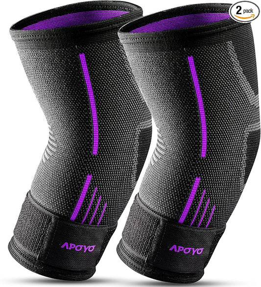 APOYO Tennis Elbow Brace for Women & Men, Workout and Everyday Use (Large) | Elbow Compression Sleeve for Arthritis, Tendonitis, Tennis Elbow & Golfers Elbow, Reduce Joint Pain During Fitness Activity