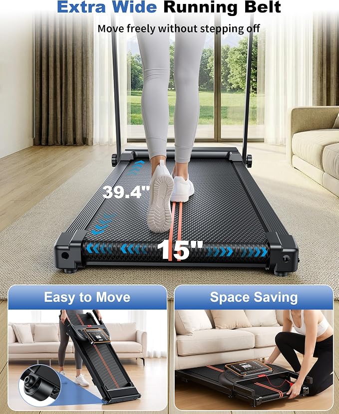 Treadmills for Home Walking Pad - Foldable Treadmill Under Desk with Handle Bar 0.6-6.2 MPH Portable Folding Pads Compact Running Machine Quiet Lightweight | Under Desk, 0.6-6.2 MPH, Portable Folding, Compact Running Machine, Quiet Lightweight