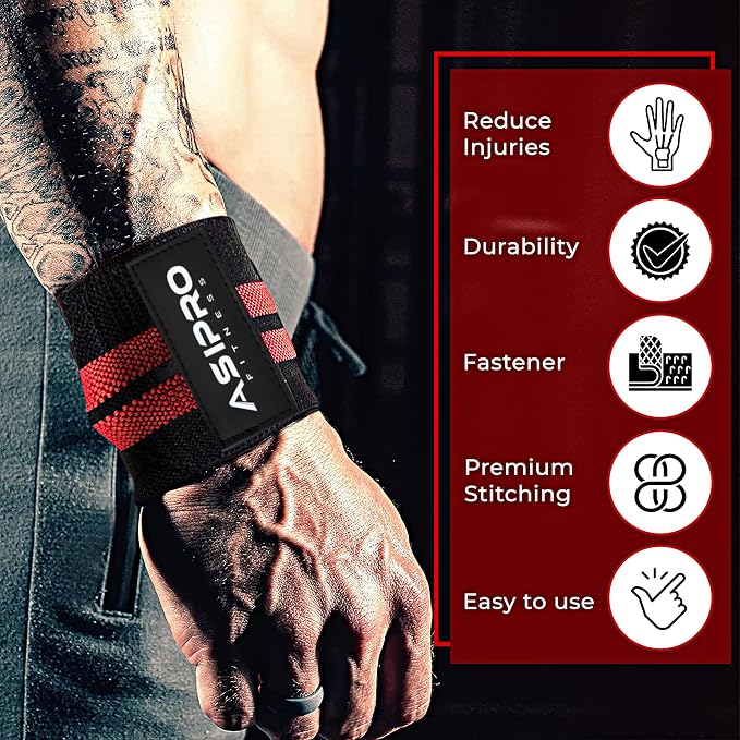 Wrist Wraps for Weightlifting 18" Wrist Straps for Weightlifting Weight Lifting Wrist Wraps for Men & Women, Muñequeras para Gym Wrist Support for Working Out, Gym Wrist Wraps for Powerlifting
