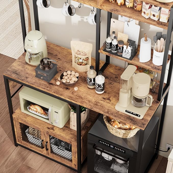 Garvee Microwave Stand & Fridge Stand, Baker's Rack with Power Outlet