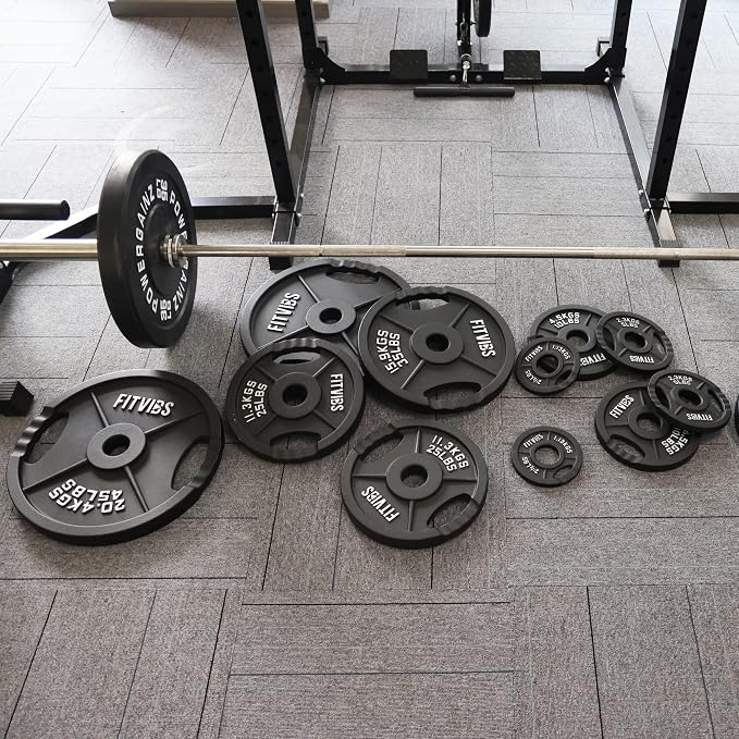 Olympic 2-Inch Cast Iron Plate Weight Plate for Strength Training and Weightlifting, Two Hole Style, 25LB Pair