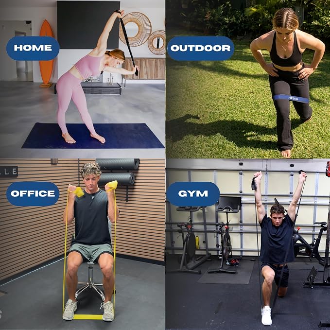 Resistance Bands – Exercise & Loop Stretch Bands for Working Out, Physical Therapy & Home Gym – 100% Natural Latex, Free Workout Videos Endorsed Co Owned By 2024 Gold Medalist