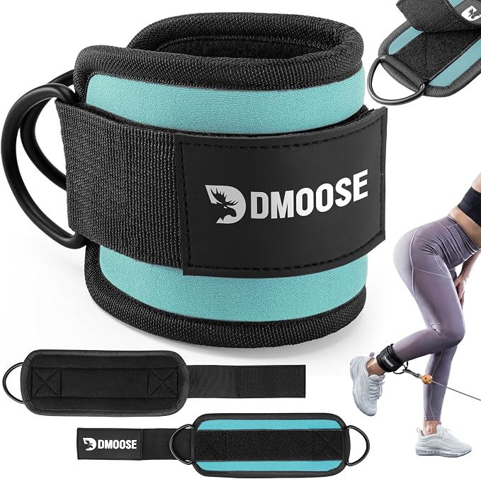 DMoose Ankle Strap for Cable Machine - One Size Fit with Premium Padding, Workout Kickback Ankle Cuffs, Ankle Bands for Working Out, Booty Workouts, Leg Extension, Hip Abductors & Lower Body Exercises