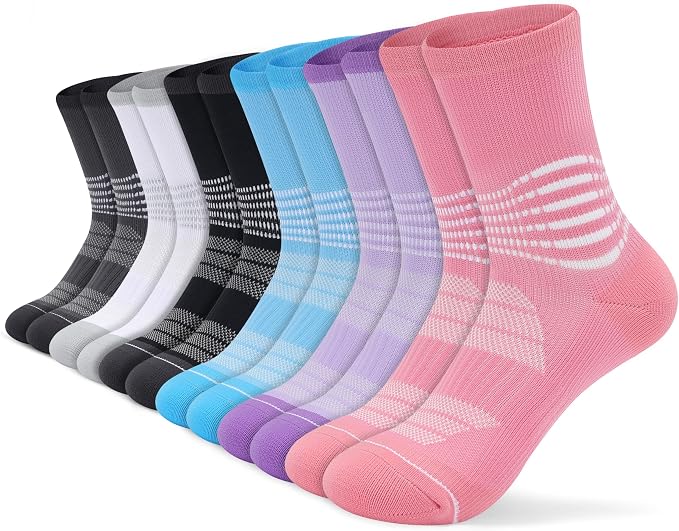 IRAMY Crew Compression Socks for Women Men with Ankle Arch Support Plantar Fasciitis Relief 3/6 Pairs