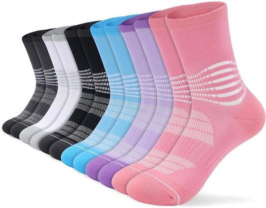 IRAMY Crew Compression Socks for Women Men with Ankle Arch Support Plantar Fasciitis Relief 3/6 Pairs