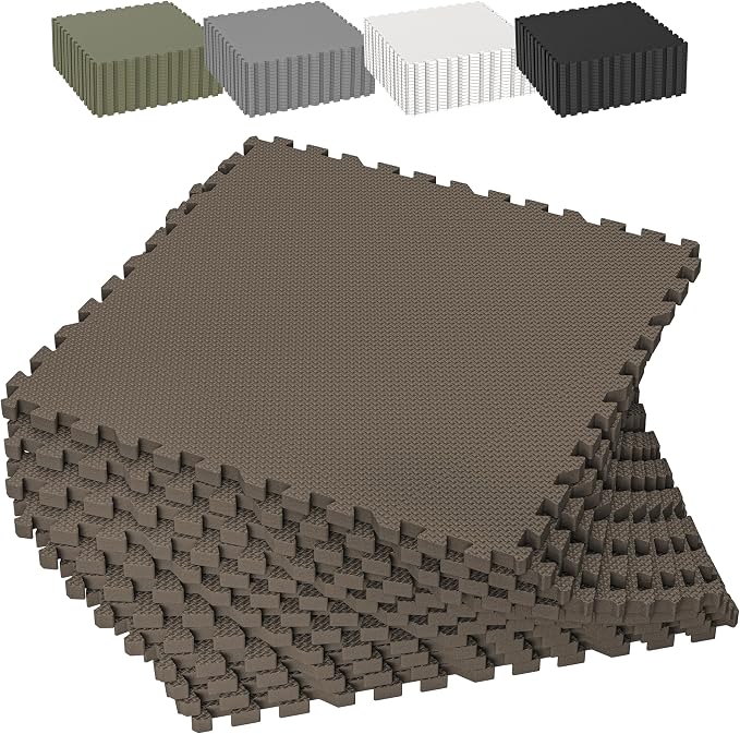 1/2" Thick 12 Pcs 48 Sq Ft EVA Foam Puzzle Exercise Mats, High-Density Interlocking Foam Floor Tiles for Home Gym, Gym Mat for Workout Equipment & Direct Exercise, Floor Padding for Kids