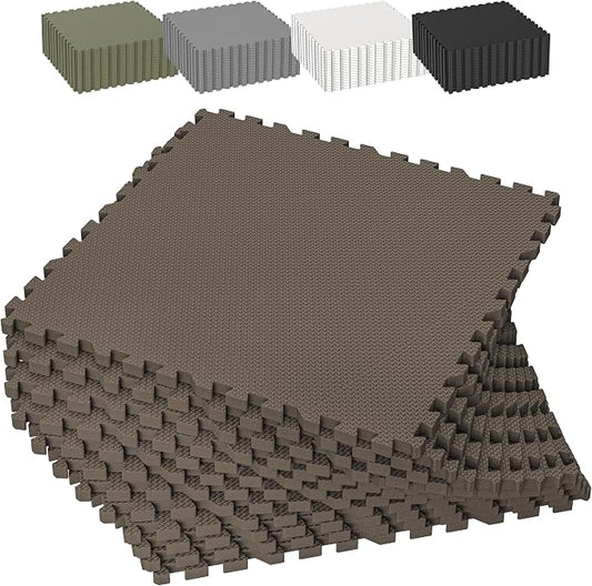1/2" Thick 12 Pcs 48 Sq Ft EVA Foam Puzzle Exercise Mats, High-Density Interlocking Foam Floor Tiles for Home Gym, Gym Mat for Workout Equipment & Direct Exercise, Floor Padding for Kids