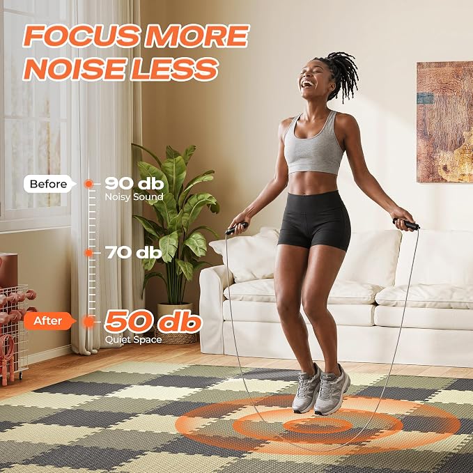 SUPERJARE Gym Floor Mats, EVA Foam Puzzle Exercise Mats, Interlocking Floor Mats, Cushioned Foam Floor Tiles, Gym Flooring Workout Mat for Home Gym, Playroom, Garage, 12.6"x12.6"x0.4"
