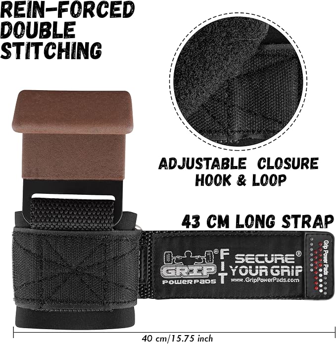 Weight Lifting Rod Hooks Heavy Duty Wrist Wraps Power Weight Lifting Training Gym Grips Straps Set of 2