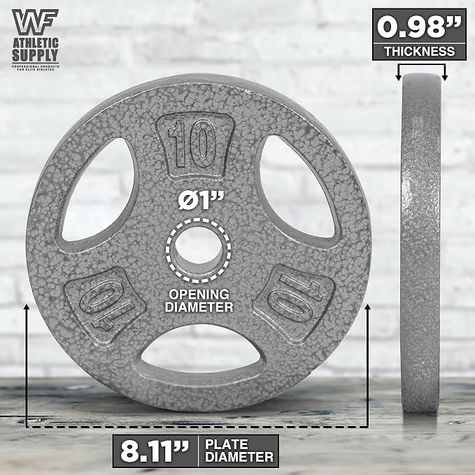 WF Athletic Supply Cast Iron 1-Inch Standard Grip Plate for Strength Training, Muscle Toning, Weight Loss & Crossfit - Multiple Choices Available