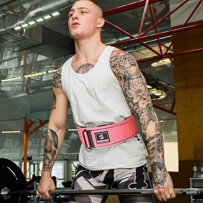 AQF Self-Locking Weight Lifting Belt, 4" Nylon Gym Support Belt