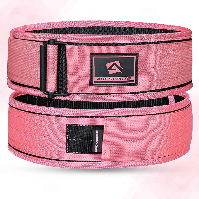 AQF Self-Locking Weight Lifting Belt, 4" Nylon Gym Support Belt