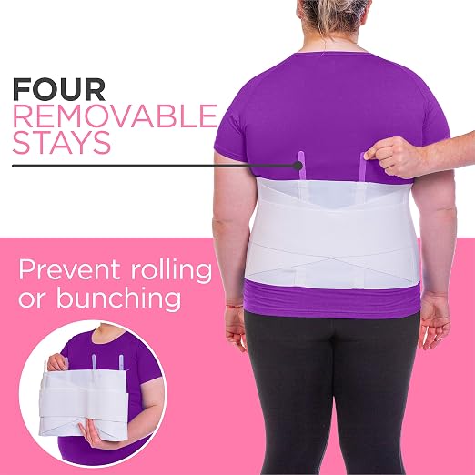 BraceAbility Plus Size Women's Back Brace for Female Lower Back Pain - XXXL Ladies Soft White Elastic Lumbar Compression Obesity Support Belt Girdle is Discreet Under Clothes (3XL)