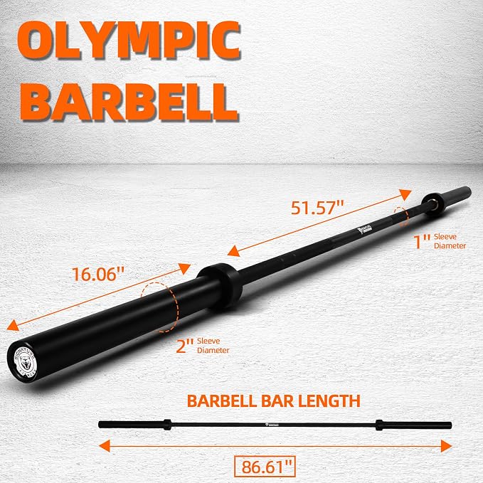 Fitvids Olympic Cerakote Barbell for Home & Commercial Gyms, 190K PSI Tensile Strength Rated for up to 1500LB Capacity