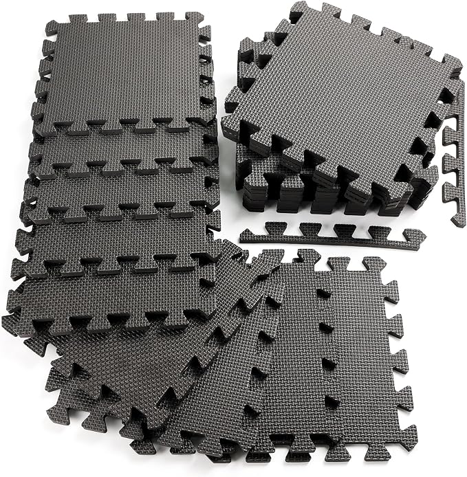 20 Sq Ft Gym Floor Mats, 0.5" Thick Interlocking Foam Tiles | Non-slip,High-density EVA interlocking mats for Home Exercise & Kids,Water-resistant,Easy to Clean,Anti-Fatigue