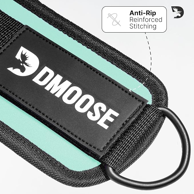 DMoose Ankle Strap for Cable Machine - One Size Fit with Premium Padding, Workout Kickback Ankle Cuffs, Ankle Bands for Working Out, Booty Workouts, Leg Extension, Hip Abductors & Lower Body Exercises