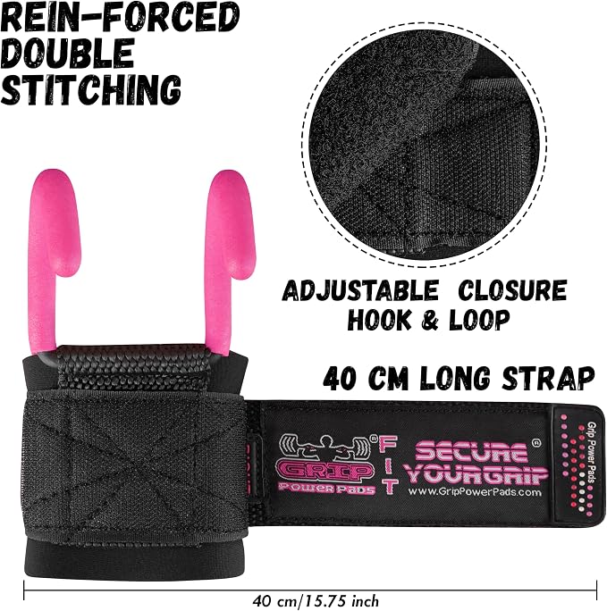 Weight Lifting Rod Hooks Heavy Duty Wrist Wraps Power Weight Lifting Training Gym Grips Straps Set of 2