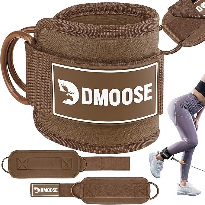 DMoose Ankle Strap for Cable Machine - One Size Fit with Premium Padding, Workout Kickback Ankle Cuffs, Ankle Bands for Working Out, Booty Workouts, Leg Extension, Hip Abductors & Lower Body Exercises
