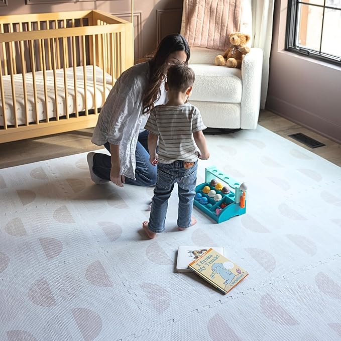 Little Landings Baby Play Mat for Floor - Aura Oat (8x8ft) - Premium EVA Foam Play Mat for Babies & Toddlers (Ages 0-5+) - Non-Toxic Playmat for Tummy Time, Crawling & Playroom - Stylish & Comfortable