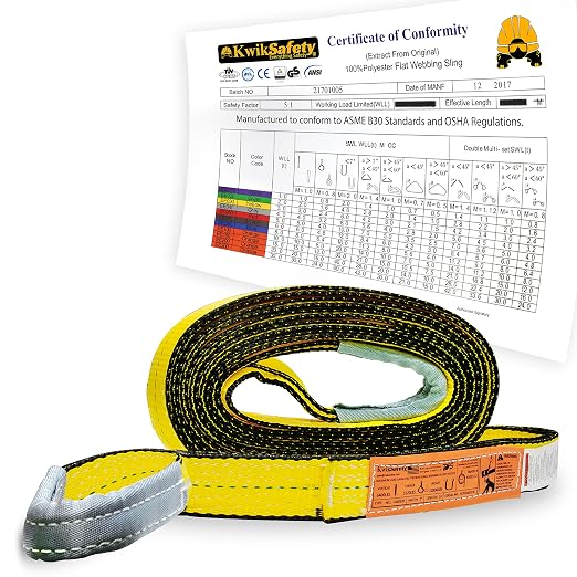 KwikSafety - Charlotte, NC - Mighty Sumo 2”x 30’ Poly Web Sling Lifting Strap Construction ASME OSHA / 6400lbs Vertical 5100lbs Choker 12800lbs Basket/Rigging Moving Towing Hoisting Gear