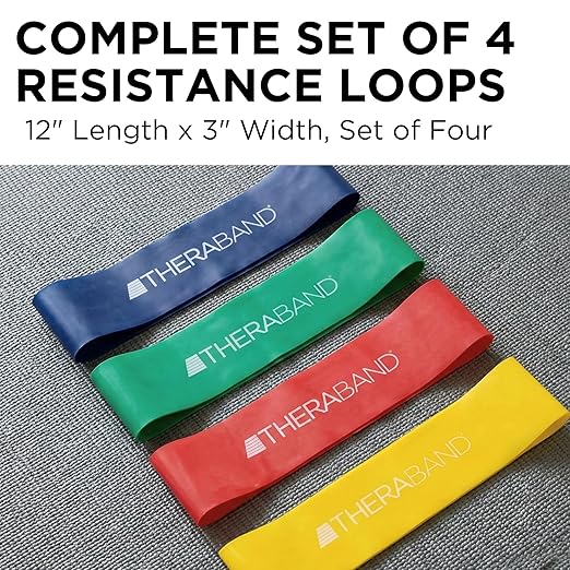 THERABAND Resistance Band Loop Set, 12", Exercise, Workout, Therapy | Resistance band for exercise, physical therapy and stretching, with progressive color-coded levels