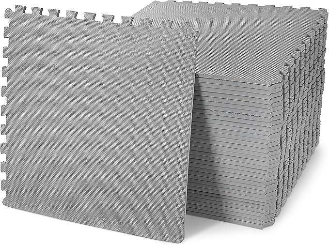 BalanceFrom Puzzle Exercise Mat 1/2" Thick, EVA Interlocking Foam Floor Tiles for Home Gym, Mat for Home Workout Equipment, Floor Padding for Kids, Gray, 24 in x 24 in x 1/2 in, 144 Sq Ft - 36 Tiles | Tiles for Home Gym, Mat for Home Workout Equipment,...