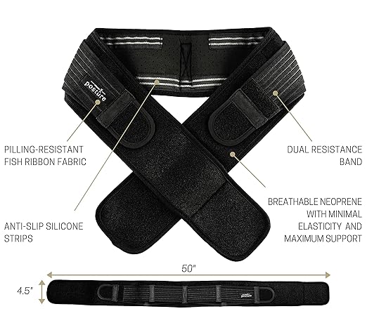 Vriksasana Posture Sacroiliac Hip Belt for Women and Men That Alleviates Sciatic, Pelvic, Lower Back, Leg and Sacral Nerve Pain Caused by Si Joint Dysfunction| Trochanter Brace (Plus, Black)