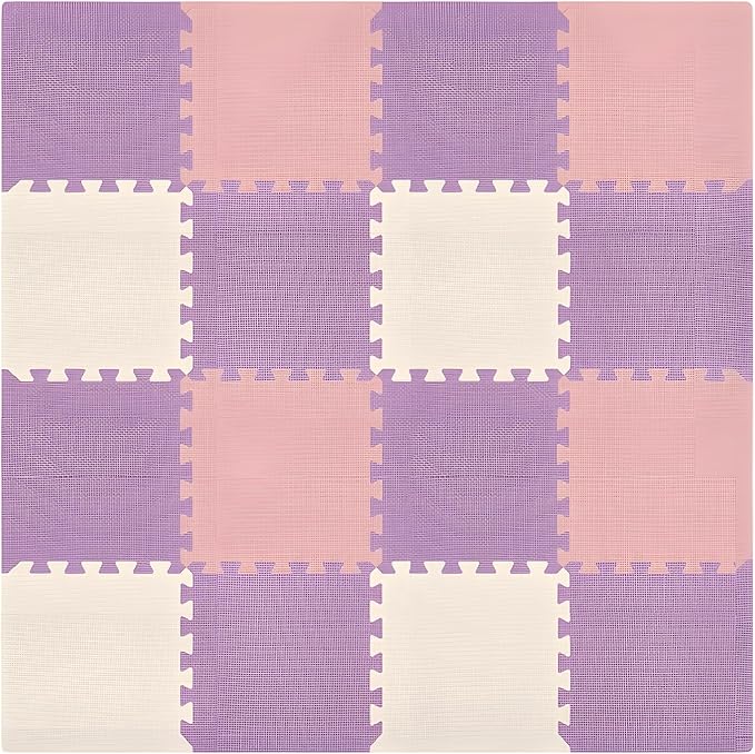 We Sell Mats 3/8" Thick Multipurpose EVA Foam Exercise Floor Mat, 12"x12" Interlocking Kid-Friendly Tiles, Anti-Fatigue for Home, Gym, Playpens, Classrooms