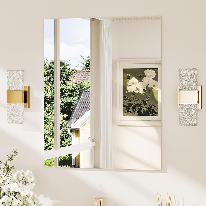 24x30 Frameless Bathroom Mirror, Vanity Bathroom Mirror for Wall Shatterproof Modern Rectangle Mirrors for Bedroom, Living Room, Entryway, Home Gym, Entryway