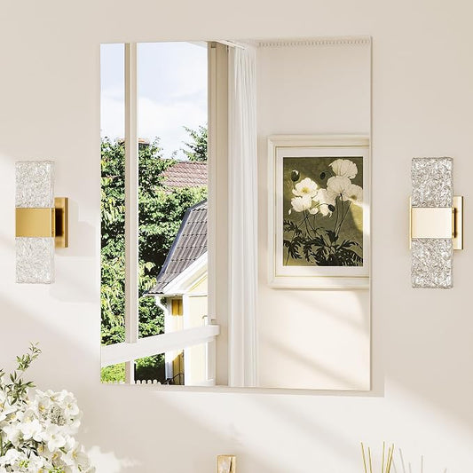 24x30 Frameless Bathroom Mirror, Vanity Bathroom Mirror for Wall Shatterproof Modern Rectangle Mirrors for Bedroom, Living Room, Entryway, Home Gym, Entryway