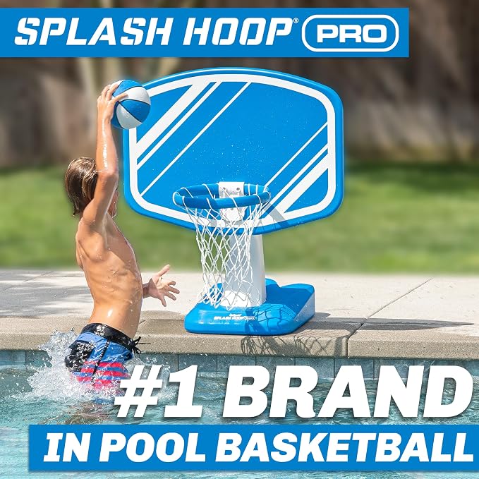 GoSports Splash Hoop PRO Pool Basketball Game – Modern Poolside Basketball Hoop with Backboard, Ball & Pump – Swimming Pool Basketball Hoop for Inground & Above Ground Pools