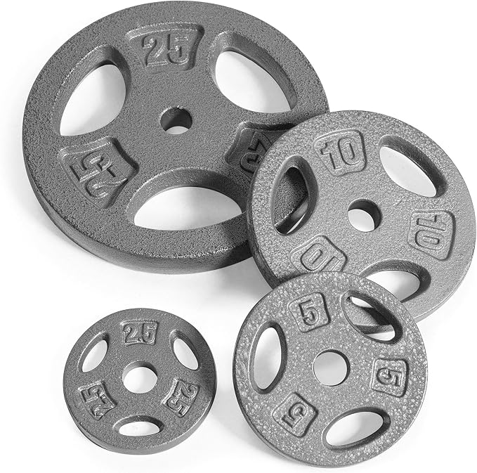 WF Athletic Supply Cast Iron 1-Inch Standard Grip Plate for Strength Training, Muscle Toning, Weight Loss & Crossfit - Multiple Choices Available