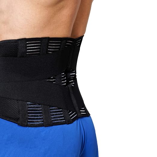 NeoTech Care Adjustable Compression Back Brace Lumbar Support Belt, Black, Size M
