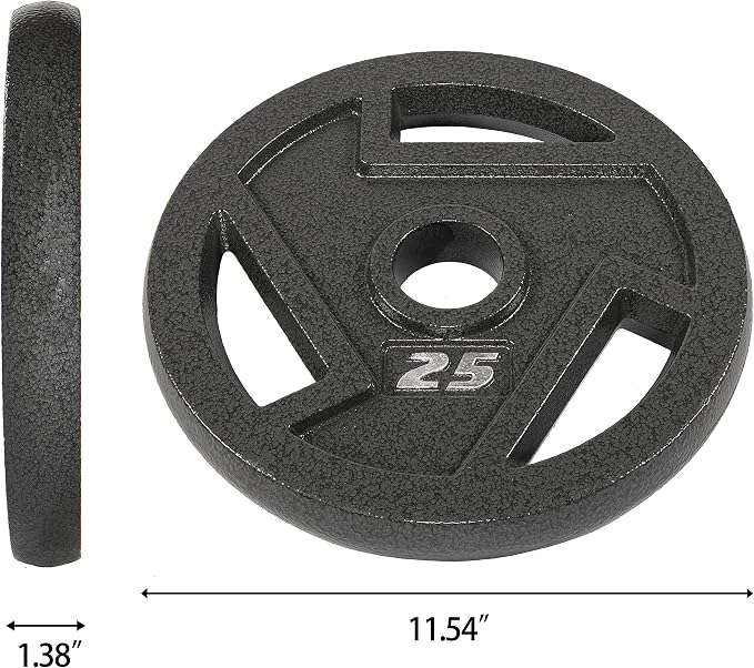 Signature Fitness Olympic 2-Inch Cast Iron Plate Weight Plate for Strength Training and Weightlifting, Multiple Sizes