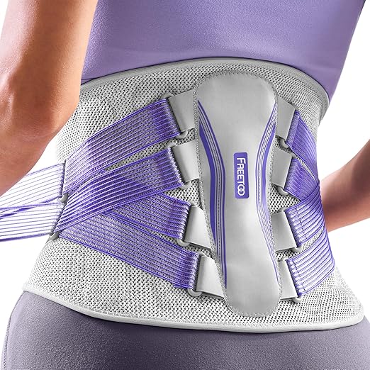 FREETOO Back Brace for Lower Back Pain Women with Bionic Support System, Adjustable Knitted Lumbar Support Belt for men women, Breathable Mesh Design with Lumbar Pad,for Herniated Disc,Sciatica,Scoliosis | 3D Knitted Fabric,Metal Plate,Lumbar Pad, Hern...