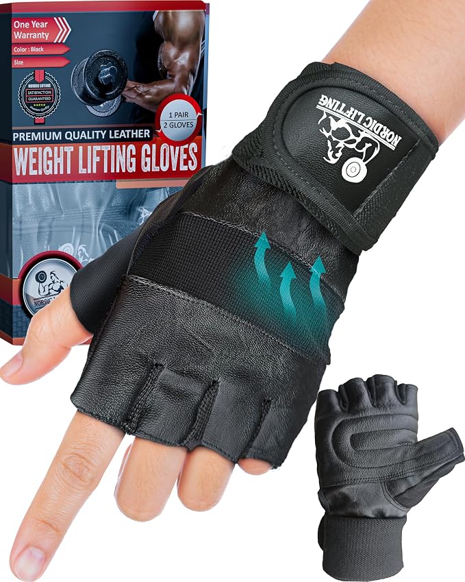 Nordic Lifting Workout Gloves, Weight Lifting Gym Gloves w/Wrist Support