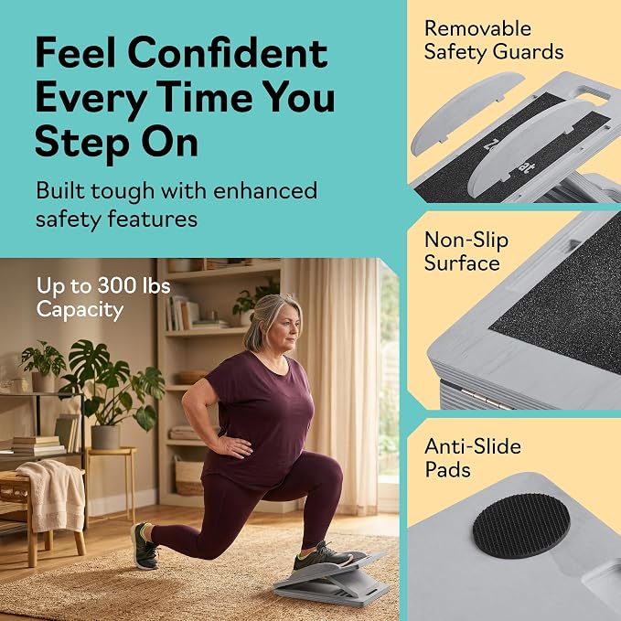 Slant Boards for Exercise, Wooden Slant Board, Calf Stretch Board with 7 Incline Angles, Velour Board, Balance Board & Calf Stretcher, Portable Incline Board for Physical Therapy, Ankle Mobility, Heel & Knees