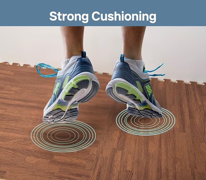 Art3d 96 Sq.Ft Eva Puzzle Exercise Mats, 24"x24" x 1/2" Thick Foam Interlocking Tiles for Flooring, Workout, Gym Equipments, Pack of 24, Dark Walnut