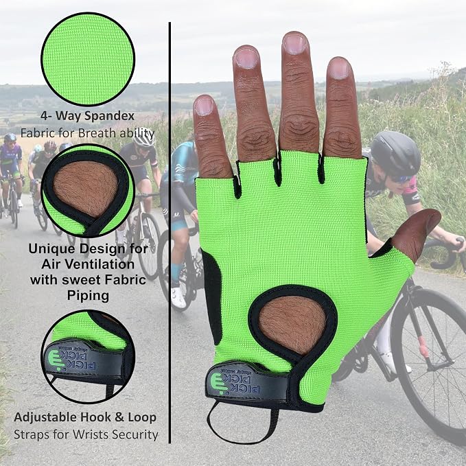 Breathable Anti-Slip Cycling, Gym & Outdoor Work Gloves with Adjustable Wrist Support, Fingerless Garden Gloves Women Weight Lifting Gloves Men Gym