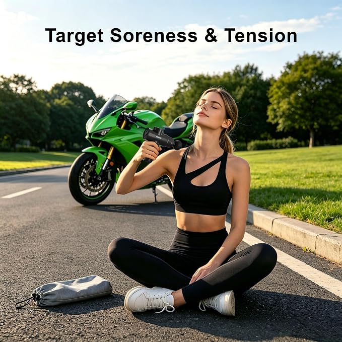 LEERCON Massage Gun Deep Tissue, Mini Muscle Massager Gun for Pain Relief | Electric Back Massager for Athletes with 8 Massage Heads and 6 Speeds 1800mAh Portable Gift for Men Women Dad Mom